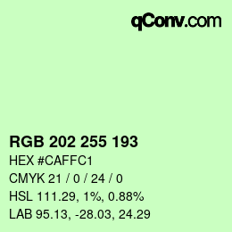 Color code: RGB 202 255 193 | qconv.com