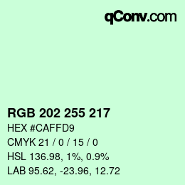 颜色代码: RGB 202 255 217 | qconv.com