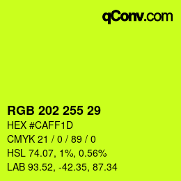 Color code: RGB 202 255 29 | qconv.com