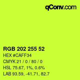 Color code: RGB 202 255 52 | qconv.com