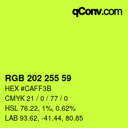 Color code: RGB 202 255 59 | qconv.com