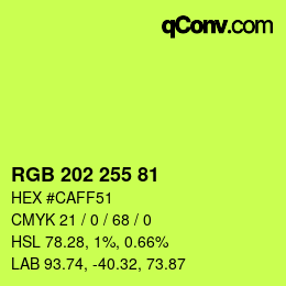 カラーコード: RGB 202 255 81 | qconv.com