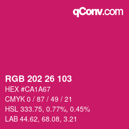 カラーコード: RGB 202 26 103 | qconv.com