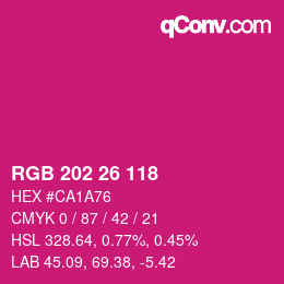 カラーコード: RGB 202 26 118 | qconv.com