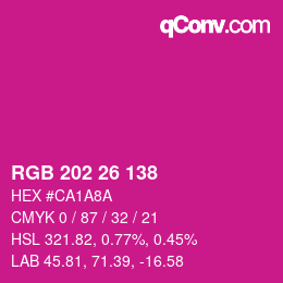 カラーコード: RGB 202 26 138 | qconv.com