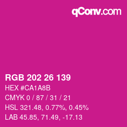 Color code: RGB 202 26 139 | qconv.com