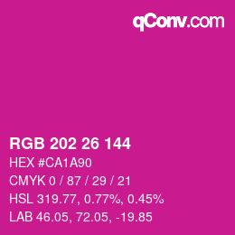 カラーコード: RGB 202 26 144 | qconv.com