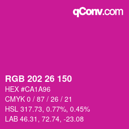 颜色代码: RGB 202 26 150 | qconv.com