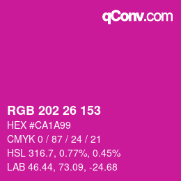 カラーコード: RGB 202 26 153 | qconv.com