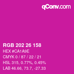カラーコード: RGB 202 26 158 | qconv.com