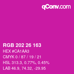カラーコード: RGB 202 26 163 | qconv.com
