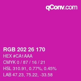 カラーコード: RGB 202 26 170 | qconv.com