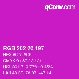 カラーコード: RGB 202 26 197 | qconv.com