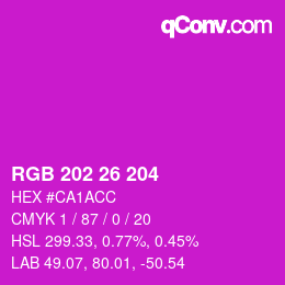 颜色代码: RGB 202 26 204 | qconv.com