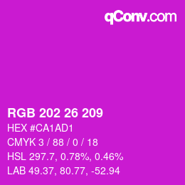 颜色代码: RGB 202 26 209 | qconv.com