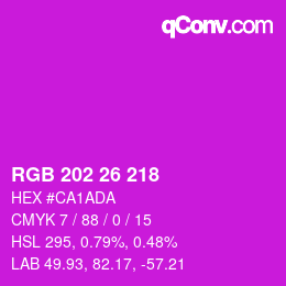 Color code: RGB 202 26 218 | qconv.com