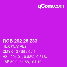 カラーコード: RGB 202 26 233 | qconv.com