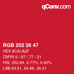 カラーコード: RGB 202 26 47 | qconv.com
