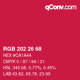 カラーコード: RGB 202 26 68 | qconv.com