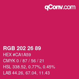 Color code: RGB 202 26 89 | qconv.com