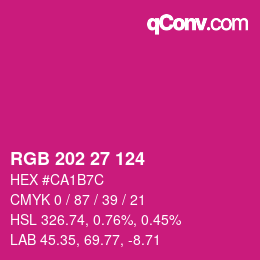 カラーコード: RGB 202 27 124 | qconv.com