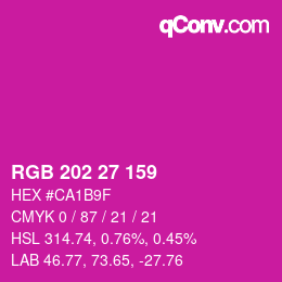 カラーコード: RGB 202 27 159 | qconv.com