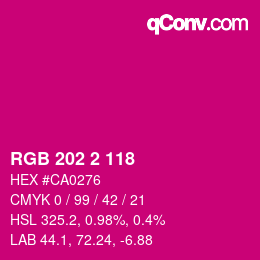 颜色代码: RGB 202 2 118 | qconv.com