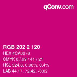 颜色代码: RGB 202 2 120 | qconv.com