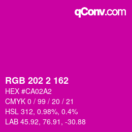 Color code: RGB 202 2 162 | qconv.com