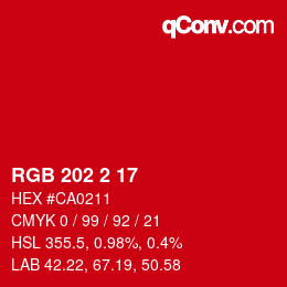 Color code: RGB 202 2 17 | qconv.com
