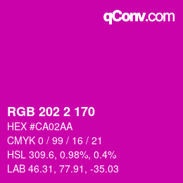 颜色代码: RGB 202 2 170 | qconv.com