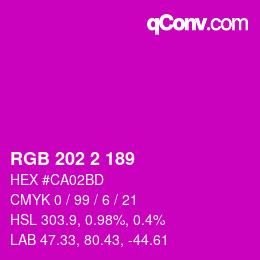 颜色代码: RGB 202 2 189 | qconv.com