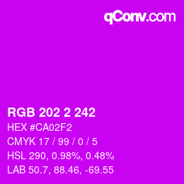 颜色代码: RGB 202 2 242 | qconv.com