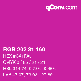 カラーコード: RGB 202 31 160 | qconv.com