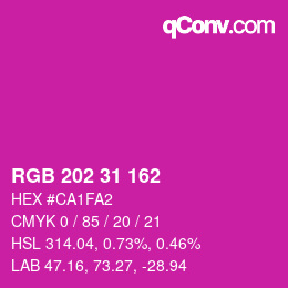 カラーコード: RGB 202 31 162 | qconv.com