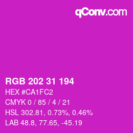 Color code: RGB 202 31 194 | qconv.com
