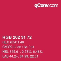 Color code: RGB 202 31 72 | qconv.com