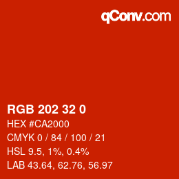カラーコード: RGB 202 32 0 | qconv.com
