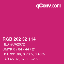 Color code: RGB 202 32 114 | qconv.com