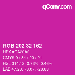 カラーコード: RGB 202 32 162 | qconv.com