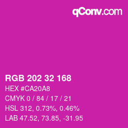 カラーコード: RGB 202 32 168 | qconv.com