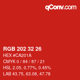 Color code: RGB 202 32 26 | qconv.com