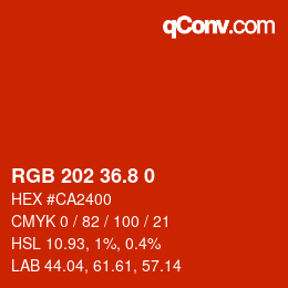 カラーコード: RGB 202 36.8 0 | qconv.com