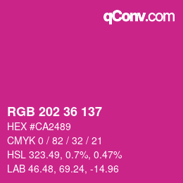 Color code: RGB 202 36 137 | qconv.com