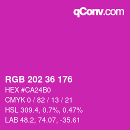 カラーコード: RGB 202 36 176 | qconv.com