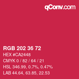 Color code: RGB 202 36 72 | qconv.com