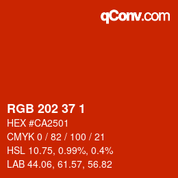 カラーコード: RGB 202 37 1 | qconv.com