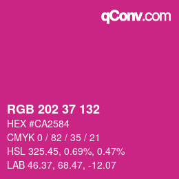 カラーコード: RGB 202 37 132 | qconv.com