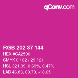 カラーコード: RGB 202 37 144 | qconv.com