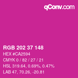 颜色代码: RGB 202 37 148 | qconv.com